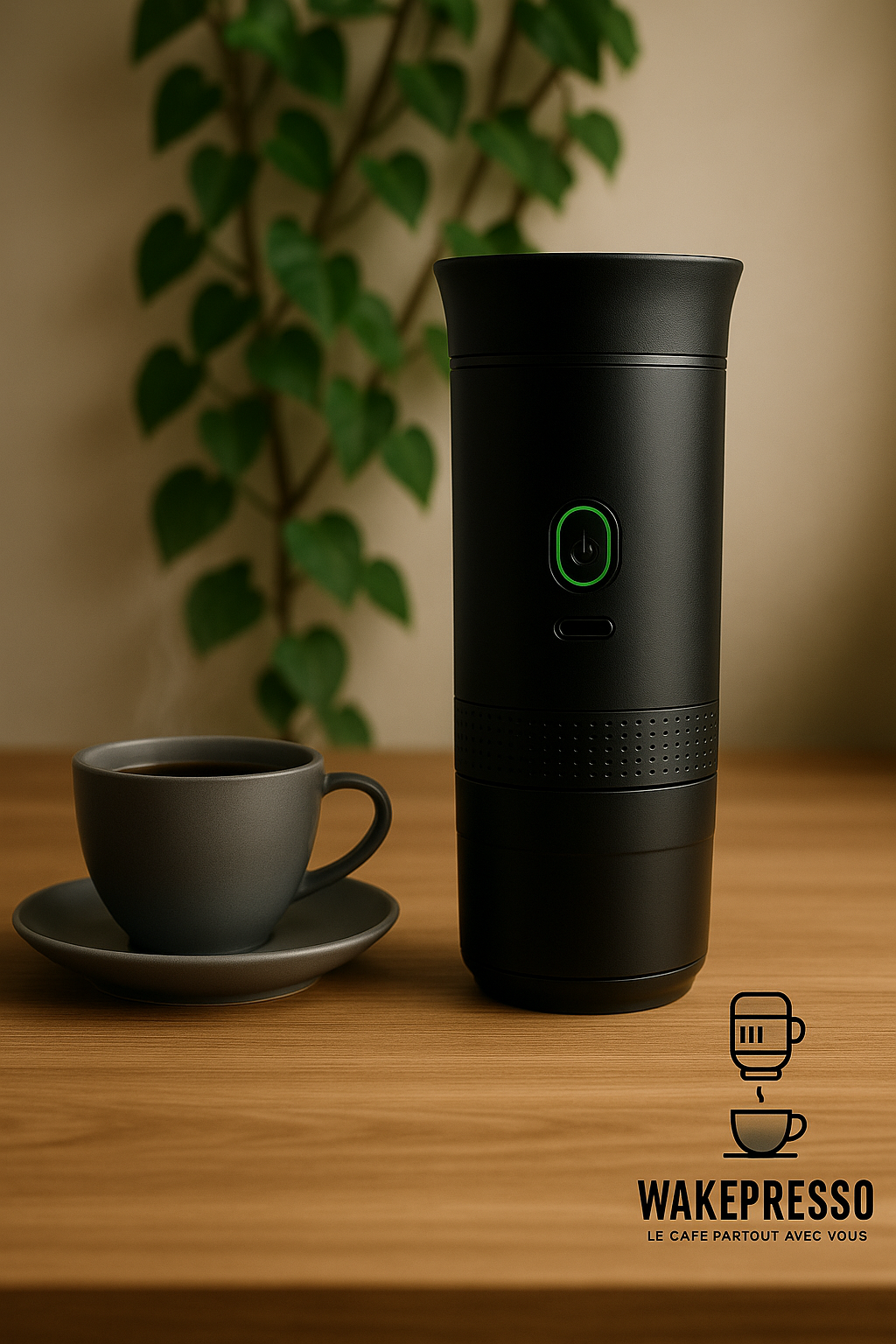 Wakepresso Machine à Café Expresso Portable Sans Fil, 3-en-1, Chauffante & Rechargeable.